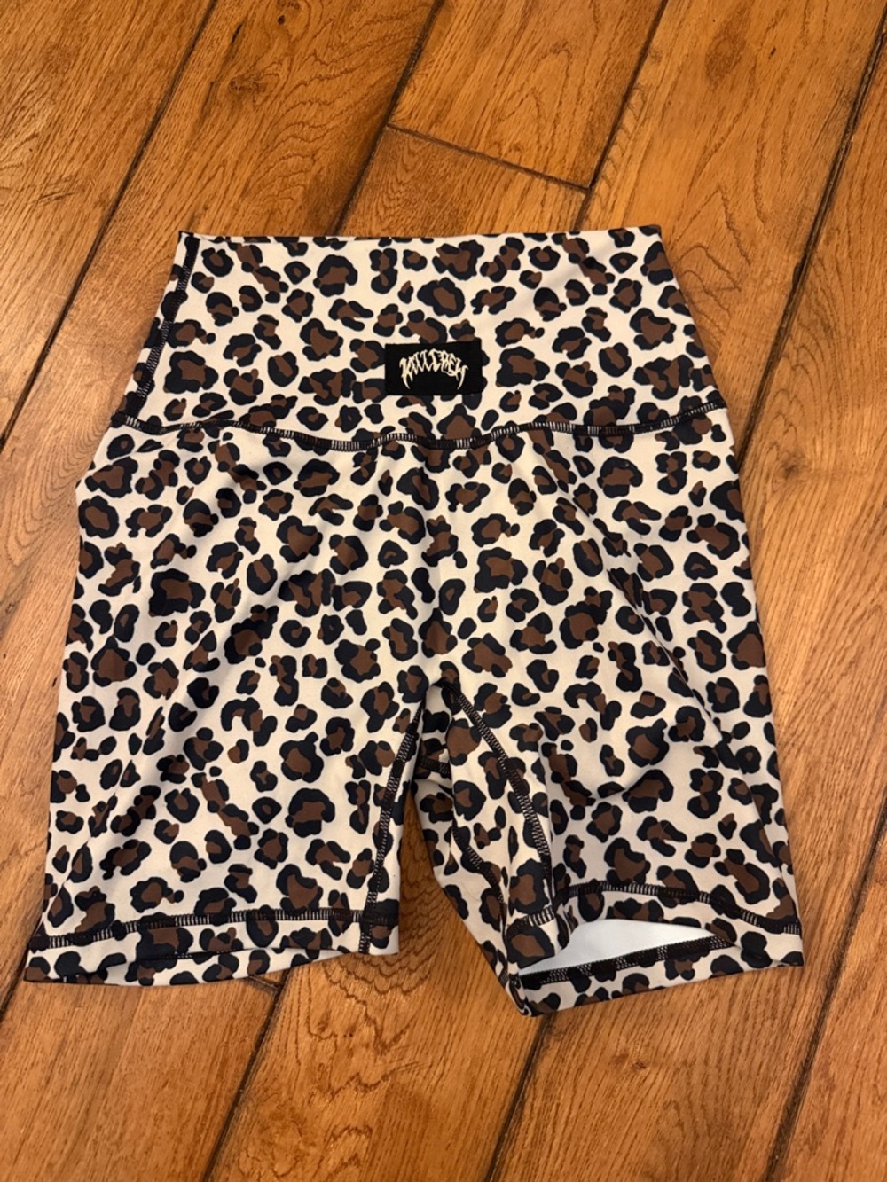 Leopard Print High-Waist Bike Shorts - Brown